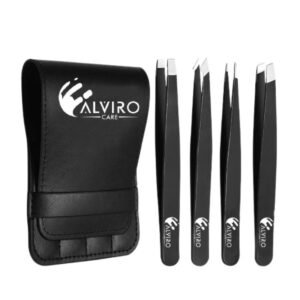 Precision Tweezers Set – 4 Pieces with Leather Case